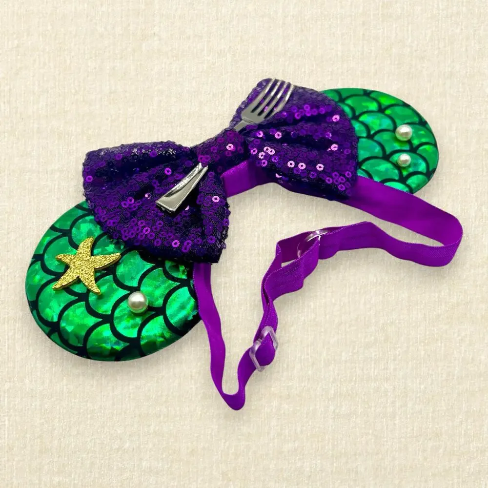 Elastic Princess Ariel Little Mermaid Minnie Ears | Disney-Inspired Mouse Ears